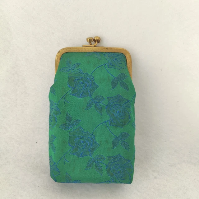 Rosenfeld Green Floral Gold Kiss-Lock Cigarette Pouch Coin Purse Belgium Vintage Rosenfeld Green Floral Gold Kiss-Lock Cigarette Pouch Coin Purse Belgium Vintage