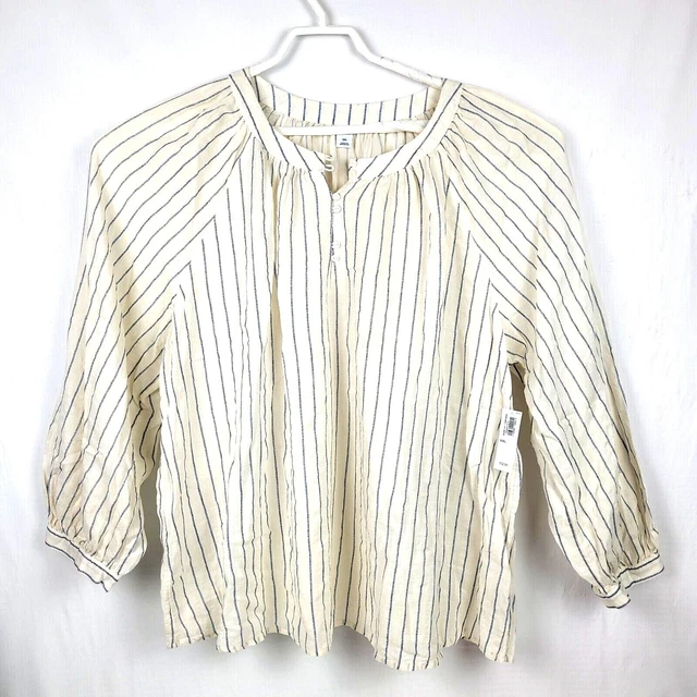 Old Navy Lightweight Gauze Women's Top Blouse Size XXL Long Sleeve Cotton Stripe