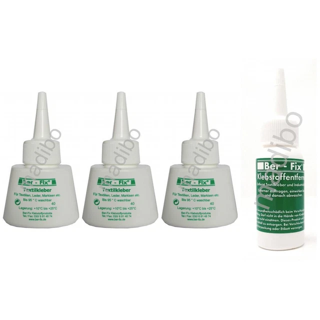 25,63 Euro pro 100g 3 x Ber-Fix Textilkleber Set 40 + Klebstoffentferner 40g
