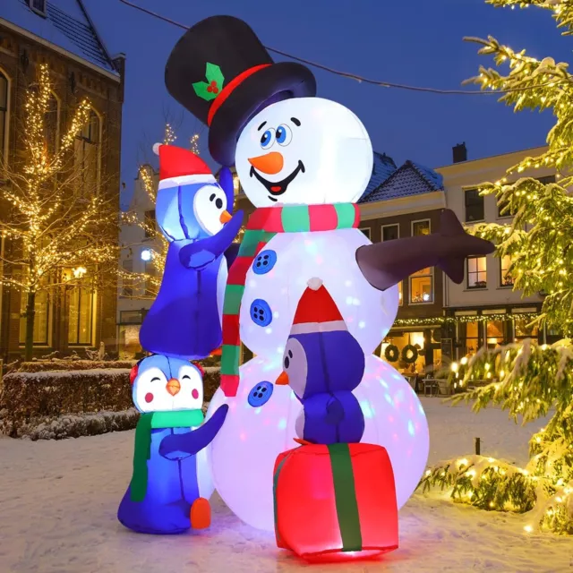 GOOSH 6 FT muñeco de nieve inflable de Navidad con pingüinos, hombre de nieve de Navidad explotando... 2