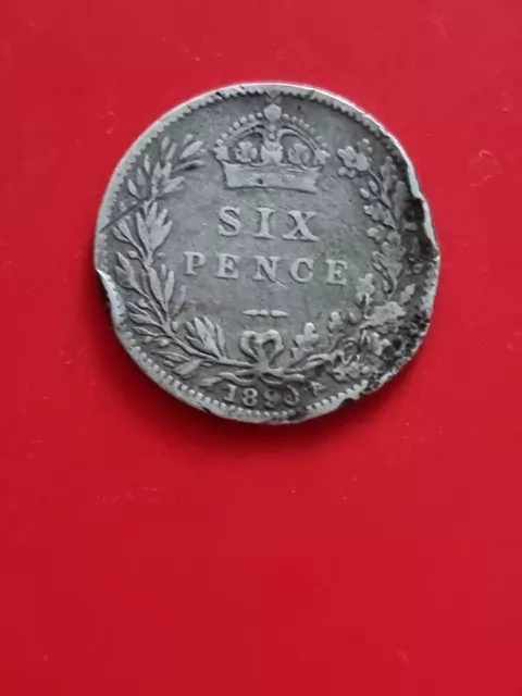 UK 1890 Sixpence - Damaged