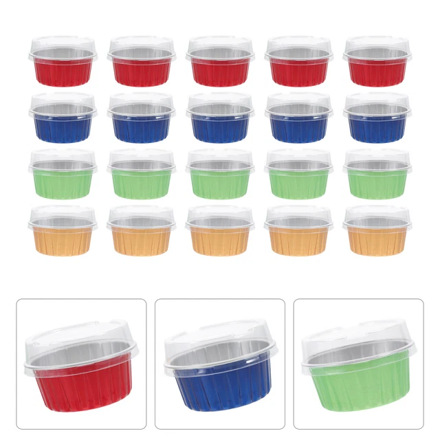48 piezas Lámina de aluminio Taza para pastel Hornear Lámina de aluminio Tazas desechables con De