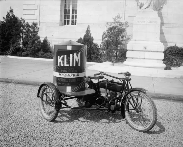 Antique Motorcycle & KLIM Milk Can 1920s 8x10 Reprint Of Old Photo