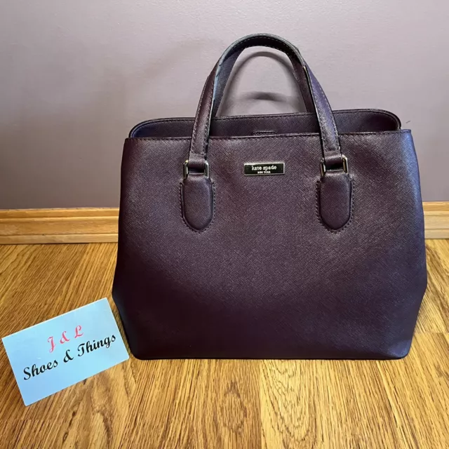 Kate Spade Deep Plum Burgundy Lining Leather Handbag Medium