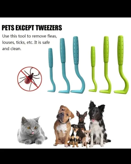 Tick Remover Tool Pets Dog Cat Rabbit 6 Pack Painless Flea Removal Hook Set
