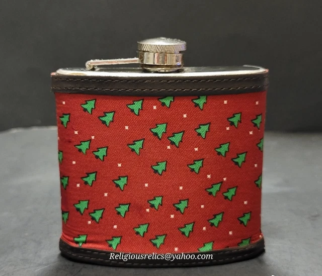 Frasco de licor de alcohol J.Crew ""Bottoms Up"" de cuero de árbol rojo 6 oz