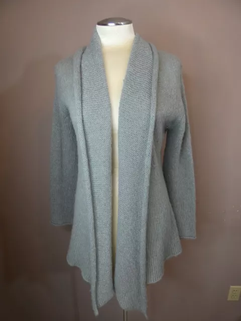 Wooden Ships Women's S/M Light Grey Wool Mohair Open Cardigan Sweater Soft Knit