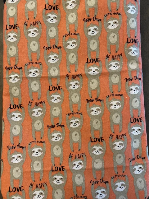 New, handmade book sleeve. Orange with sloths