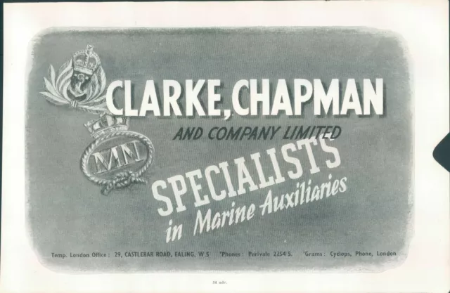 WW2 clarke chapman Marine Auxiliaries  Advert From Janes Ships 1942