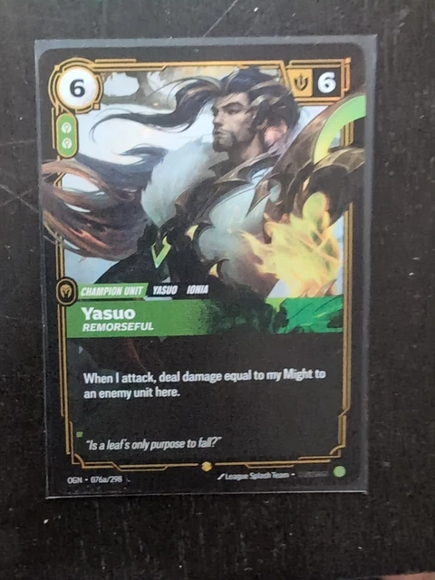 LEAGUE OF LEGENDS Riftbound English Yasuo - Remorseful - OGN 076a/298 ...
