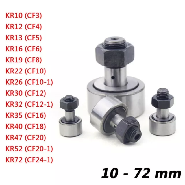 Cam Follower Needle Roller Stud Track Bearings 10-72mm, KR10(CF3) - KR72(CF24-1)