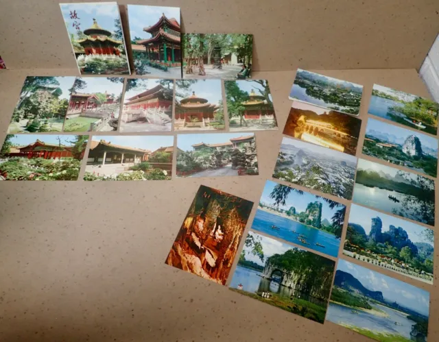 Vintage Ausklappbare Postkartenansichten Broschüren PEKING, KWAI LIN China Farbfotos