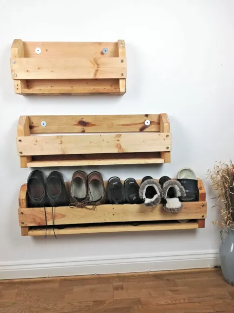 Rustic Wooden Shoe Rack Vertical Shoe Storage Handmade From Reclaimed Wood