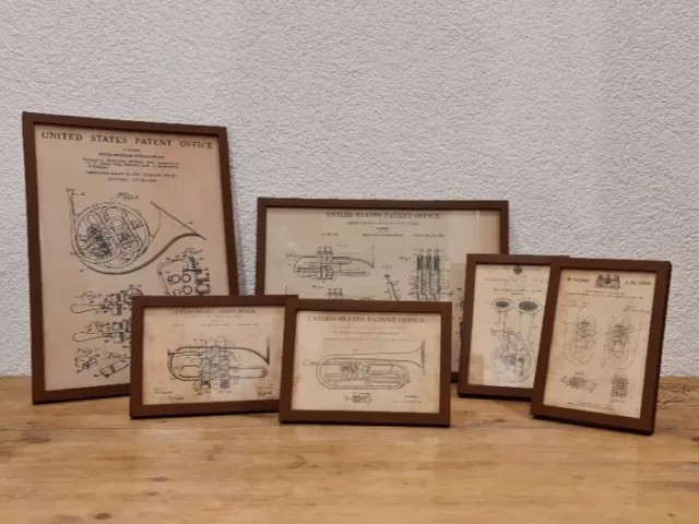 Rost-Optik-Rahmen Dessins Instruments à Vent Vintage Patente Tuba Euphonium