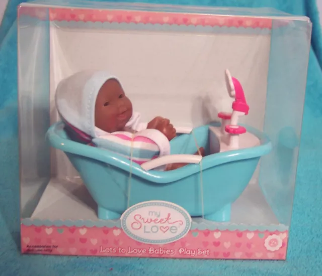 NEW Berenguer Doll AA Lots To Love Babies 5" Mini Nursery PlaySet In Tub NIB