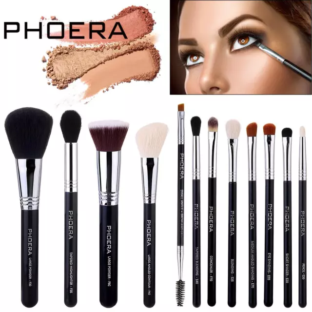 Set De Pinceaux Maquillage Phoera® Kabuki Pour Poudre Blush Contour Yeux