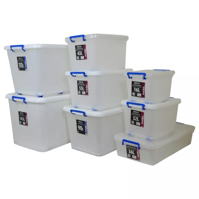 Storage Boxes Large Heavy Duty Plastic Stacking Lockable Container with Lids