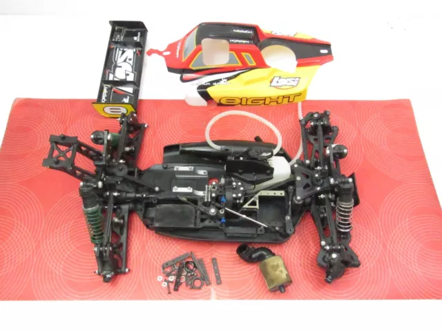 Losi 8IGHT 4WD 1/8 Nitro Buggy Roller Slider Chassis W/ Body (Need Parts). #4920