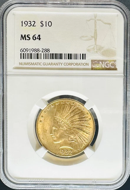 1932 $10 Indian MS64 NGC (#PA6091988288)