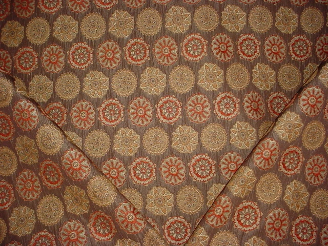 22-3/8 Robert Allen Duralee Cocoa Orangewood Floral Medallion Upholstery Fabric