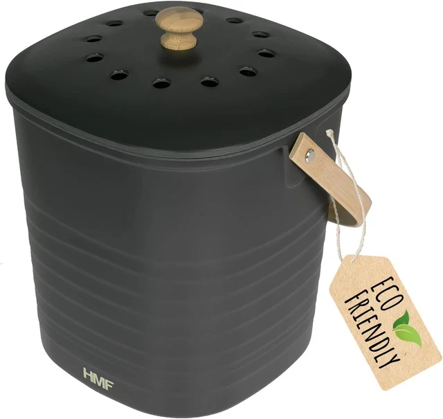 Vipush Komposteimer Aus Bambus Für Die Küche – Mit Deckel & Kohlefilter, Geruchsneutral