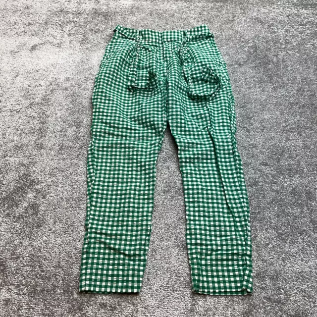 Banana Republic Pants Womens 2 Green White Plaid Gingham Taper Crop Belted 28x26