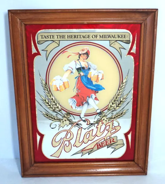 Vintage 1980’s Taste the Heritage of Blatz Beer Bar Sign Dancing Girl Mirror