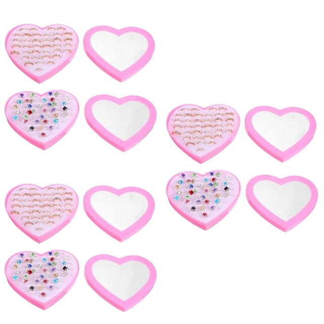 216 Pcs Girls Pretend Play Rings Toys for Kids Child Rhinestones Set