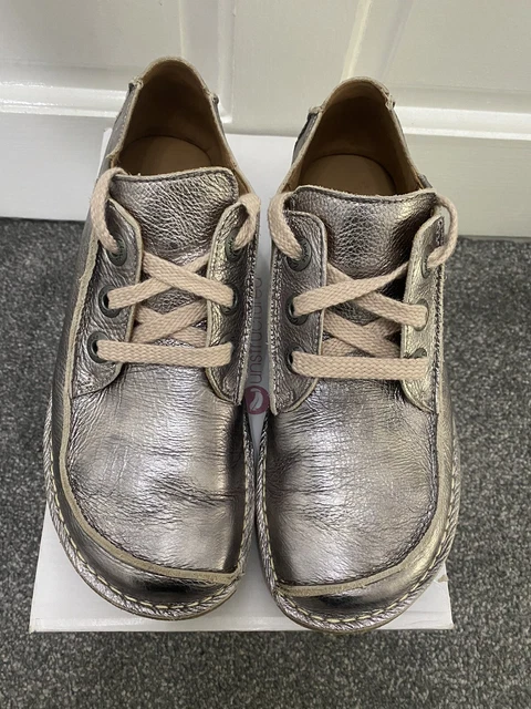 CLARKS UNSTRUCTURED FUNNY Dream Soft Leather Silver Pewter Derby Shoes UK 8 49.00 PicClick UK
