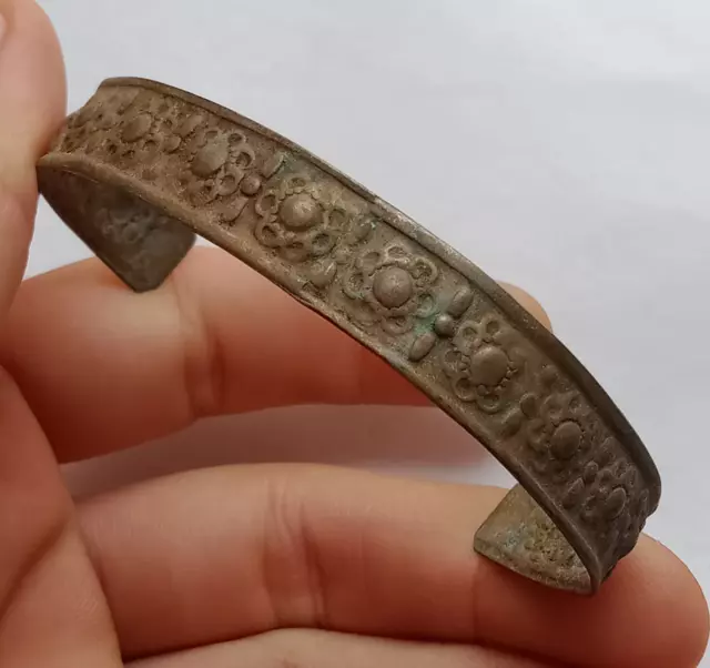 Ancient Near Eastern Bronze Bangle Bracelet Engraved