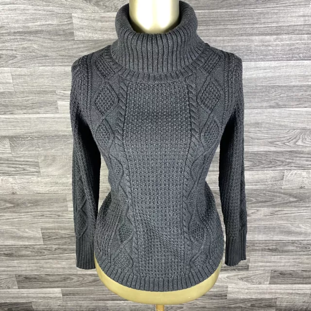 GAP Turtle Neck Pullover Grey Cable Knit Sweater Women's Size XS Petite