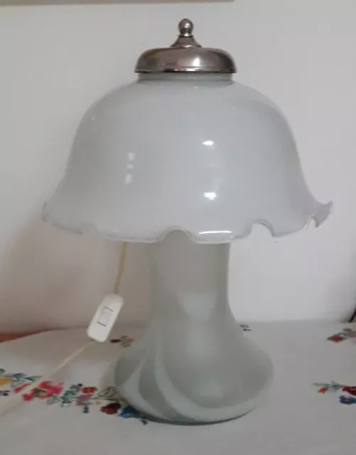 Large Striped Glass Mushroom Table Lamp from Peill & Putzler, Germany,