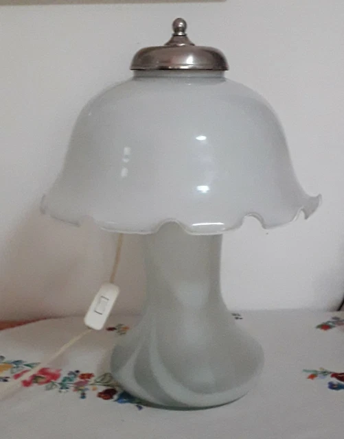 Large Striped Glass Mushroom Table Lamp from Peill & Putzler, Germany, Large Striped Glass Mushroom Table Lamp from Peill & Putzler, Germany,