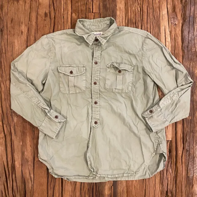 Madewell Shirt Women's M Green Long Sleeve Military Button Up Pockets Army