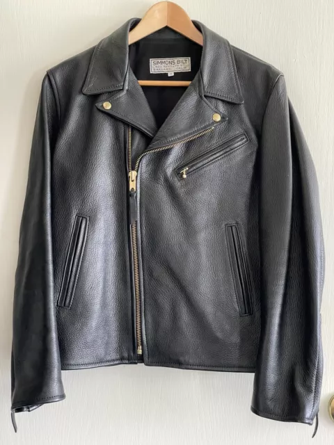 RARE BUCKSKIN SIMMONS Bilt Biker Leather Jacket Black M $950.00