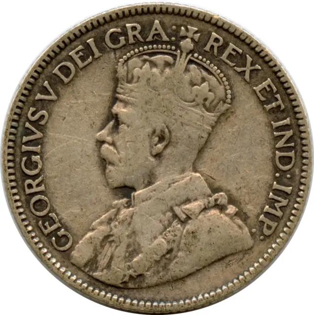 1917 C Newfoundland 25 Cents Canada Silver 92.5