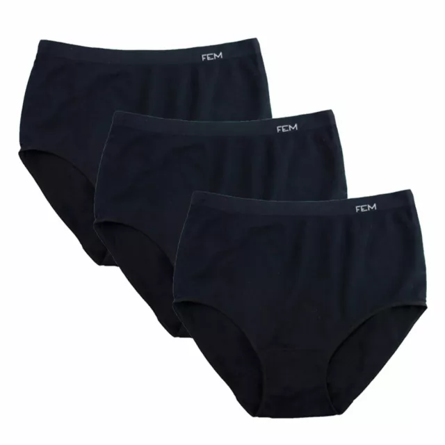 FEM Women's Seamless Panties Full Brief Underwear Designer Print - 3 Pack