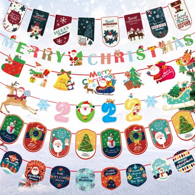 de papel Feliz Navidad Decoración Bandera de arrastre Banderines navideños
