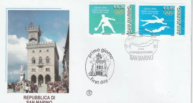 2008 Fdc Filagrano San Marino Olimpiadi Di Pechino Mf81387