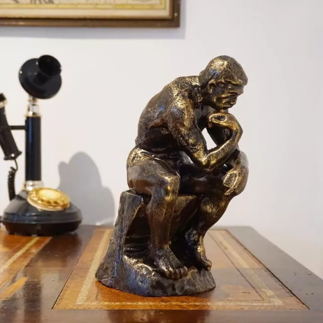 Edle Skulptur - Der Denker - Figur nach Auguste Rodin Eisen Replik 26cm