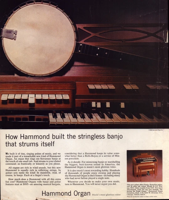 1966 Print Ad  Hammond Organ etc.  Approx. 14x10