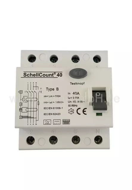 Interrupteur de protection courant de défaut FI sensible à tout courant type classe B 400V 40A/30mA 4pol 3