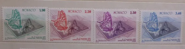 MONACO 1987 International Stamp Exhibition - Butterflies Set 4 Mint Stamps