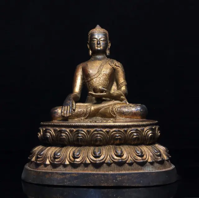 30CM Old Chinese Bronze Gilding Statue Buddha CK155