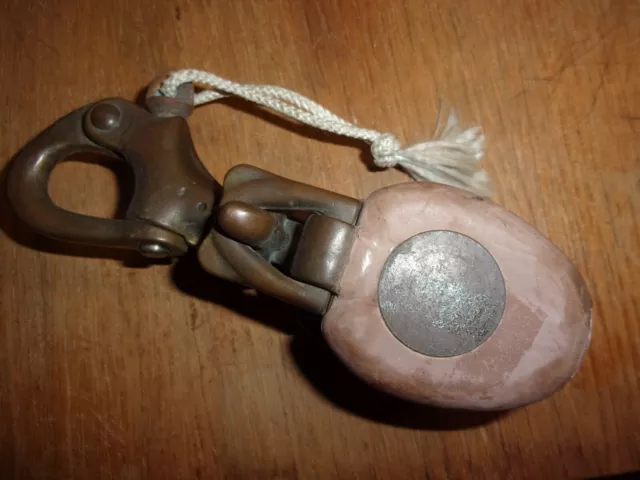 Vintage bronze sailboat yacht snatch block size 3