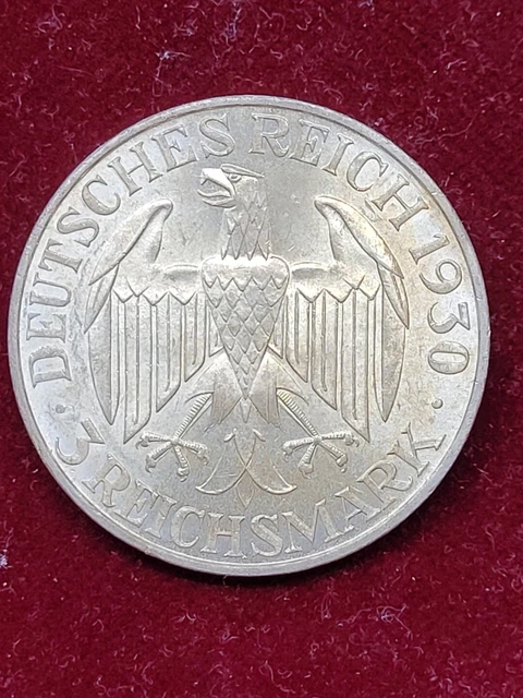 3 Reichsmark commemorative coin Weimar, Count Zeppelin, 1930, F, original, rare