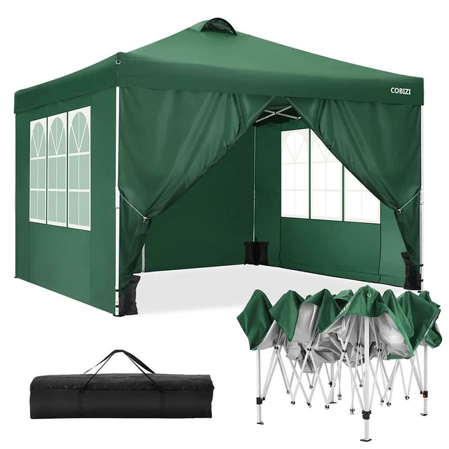 3x3M Pavillon mit 4 Seitenwänden PopUp UV-Schutz 50+ Wasserdicht Gartenfesten