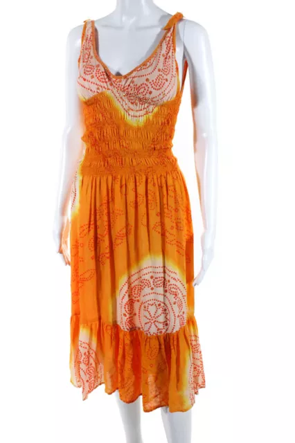 Cool Change Women's Printed Sleeveless A Line Midi Dress Orange Size L 2