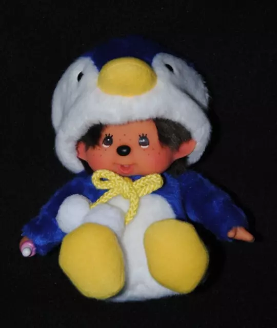 Peluche doudou Kiki SEKIGUCHI yeux marron déguisé pingouin 15 cm assis NEUF