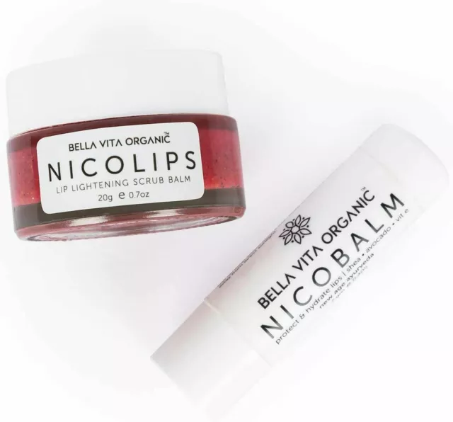 Bella Vita NicoLips Lip Scrub 20g & Nico Lip Balm For Dry Chapped & Dark Lips 5g